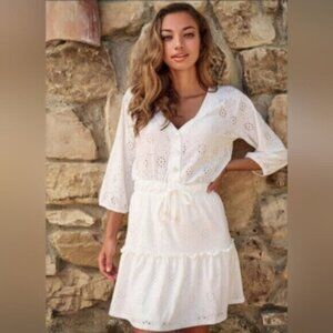 ESQUALO White Summer Eyelet Skirt Size Medium